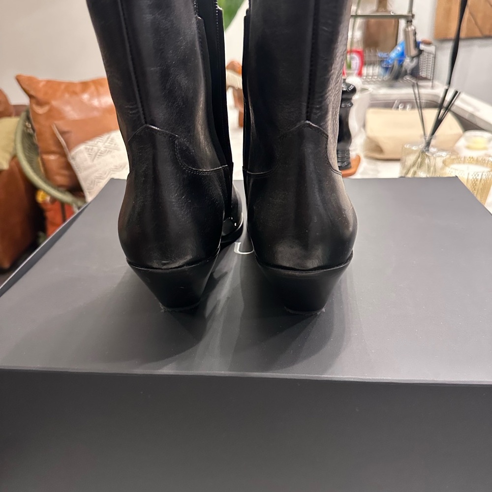 Celine Black Leather Pointed Toe Boots - Picture 2 of 4
